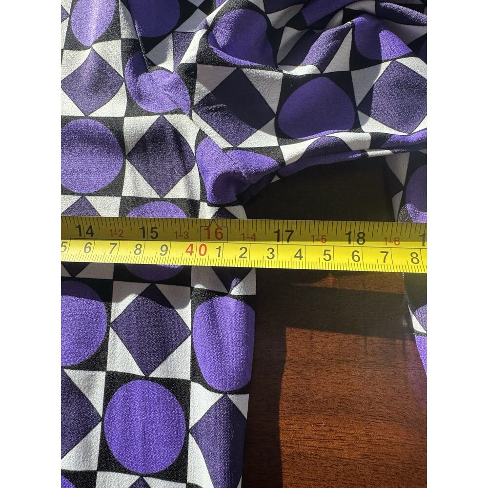 Michael Kors Purple Geometric Print Long Sleeve Top Petite Medium - Picture 7 of 12